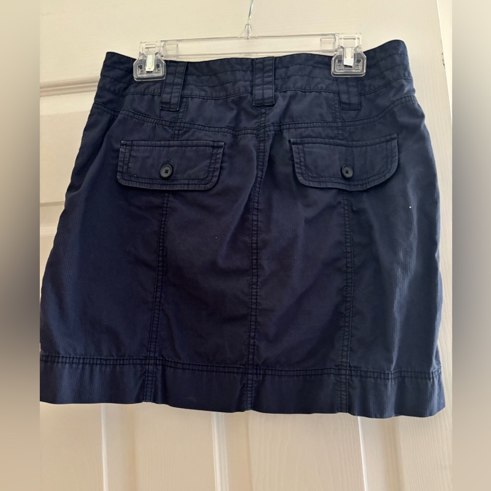 Loft Navy Mini Skirt with Buttoned Pockets